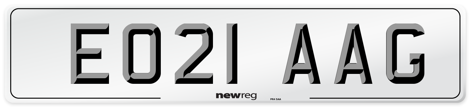 EO21 AAG Number Plate from New Reg